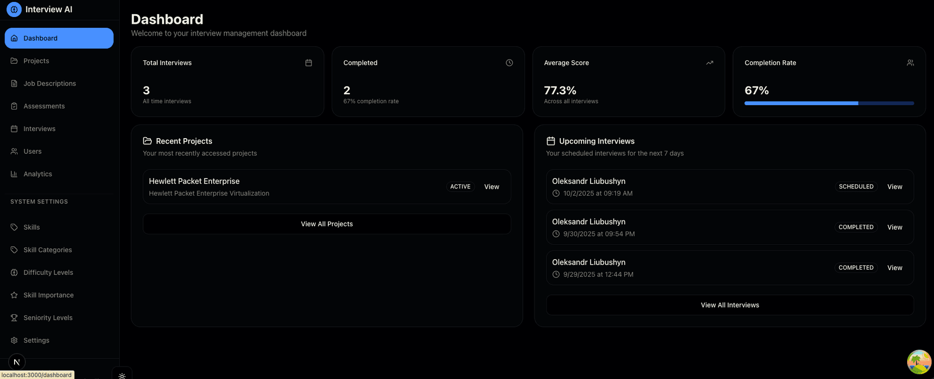 Interview Intelligence Dashboard